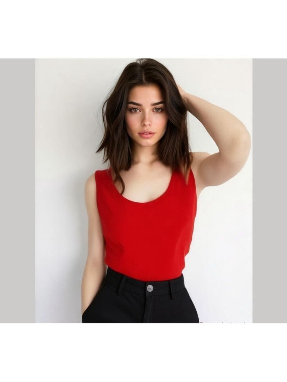 Vintage red vest scoop neck tank top